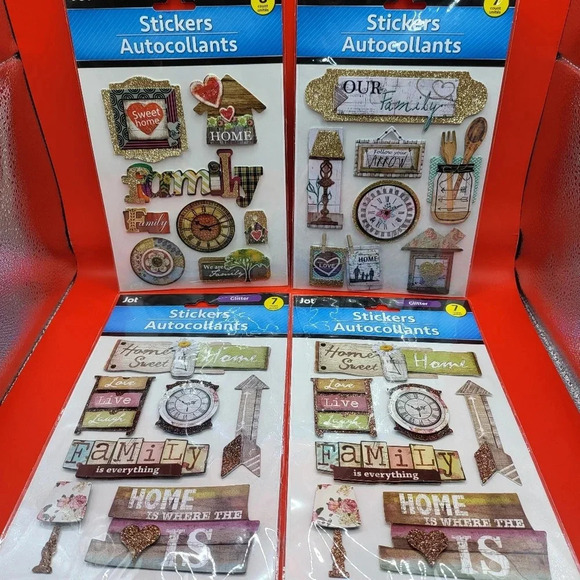 Jot Other - Jot Stickers Lot 4 pack - New - 3D Home Love Family Scrapbooking Stickers